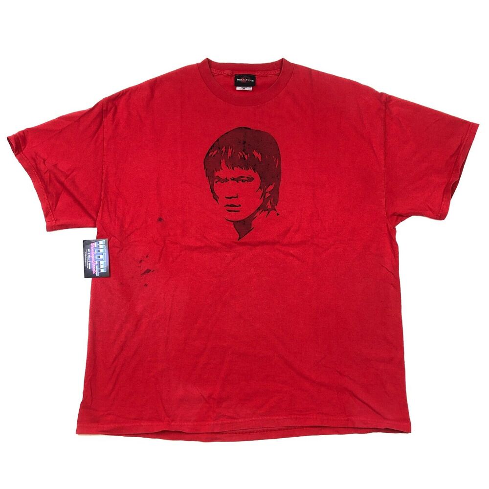 Bruce Lee Face Portrait Red Tee T Shirt Size XXL 2XL Movie Promo B1